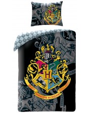 Set lenjerie de pat pentru copii Halantex - Harry Potter Hogwarts, stema -1