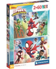 Puzzle pentru copii Clementoni din 2 x 60 piese - Spidey și prietenii săi minunați -1