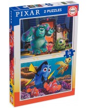 Puzzle pentru copii Educa din 2 x 20 de piese - Căutarea lui Nemo și Monștrii -1