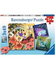 Puzzle pentru copii  Ravensburger 3 x 49 piese - Personaje magice -1