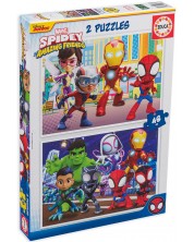Puzzle pentru copii Educa din 2 x 48 de piese - Spiderman și prietenii săi incredibili -1