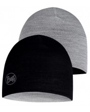 Pălărie pentru copii BUFF - Lightweight Merino Reversible hat, gri/negru -1
