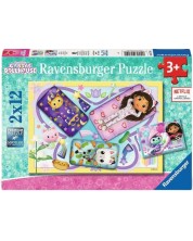 Puzzle pentru copii Ravensburger din 2 х 12 de piese - Gabby's Dollhouse -1