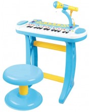 Pian pentru copii cu scaun și microfon Baoli Melody, 31 de clape, albastru -1