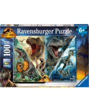 Puzzle pentru copii  Ravensburger din  100 XXL piese - Dominație în Jurassic World -1