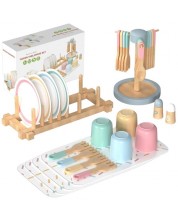 Set de servire pentru copii din lemn Ginger Home - 33 piese, culori pastelate