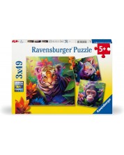 Puzzle pentru copii  Ravensburger 3 x 49 piese - Bebeluși în junglă -1