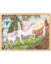 Puzzle din lemn pentru copii Goki - Unicorn, 48 de piese -1