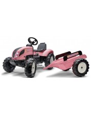Tractor pentru copii Falk - Country Star, cu remorcă și pedale, roz -1