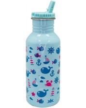 Sticlă pentru copii cu pai Nerthus - Ocean, 500 ml -1