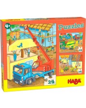 Puzzle pentru copii Haba - Santier, 3 bucati