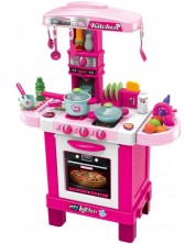 Bucătărie pentru copii Raya Toys - Cu lumini si sunete, roz -1