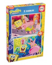 Puzzle pentru copii Educa din 2 x 48 de piese - Sponge Bob -1
