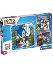 Puzzle pentru copii Clementoni din 3 x 48 piese - Sonic -1