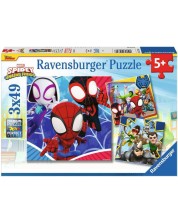 Puzzle pentru copii Ravensburger  3 x 49 piese - Spidey și prietenii săi minunați -1