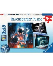 Puzzle pentru copii  Ravensburger 3 x 49 piese - Spațiul cosmic -1