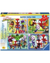 Puzzle pentru copii Ravensburger din 4 х 42 de piese - Spidey și prietenii săi minunați -1