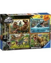 Puzzle pentru copii  Ravensburger din  4 x 100 piese - lumea jurasică