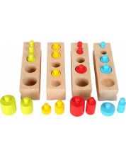 Joc pentru copii din lemn cu picior mic - Cilindri colorați -1
