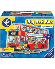 Puzzle pentru copii Orchard Toys - Marele autobuz rosu, 15 piese