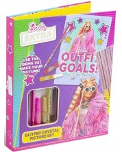 Set pentru copii Barbie - Creează o pictură cu paiete și cristale -1