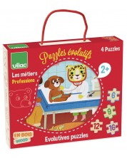 Puzzle din lemn pentru copii Vilac - Profesii, 4 bucăți