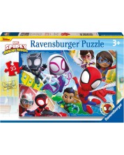 Puzzle pentru copii Ravensburger  din 35 piese - Spidey și prietenii săi minunați -1