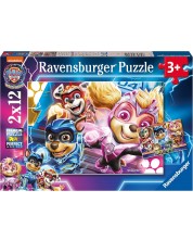 Puzzle pentru copii Ravensburger  din 2 x 12 piese - Paw Patrol:Super film -1