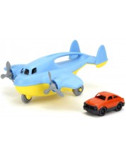 Jucarie pentru copii Green Toys - Avion cargo, cu masinuta, albastru -1
