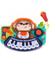 Jucărie pentru copii Hola Toys - Mini pian cu microfon, DJ Monkey