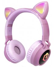 Căști pentru copii PowerLocus - Buddy Ears, wireless, roz -1