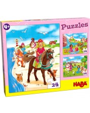 Puzzle pentru copii 3 in 1 Haba - Printese cu cai -1