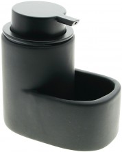 Dozator de săpun lichid cu suport pentru burete Hit - 13.5 cm, negru -1