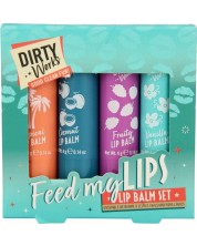 Dirty Works Set de balsam de buze Feed my lips, 4 2 bucăți