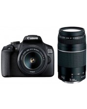 DSLR aparat foto Canon - EOS 2000D, EF-S18-55mm, EF75-300mm, negru -1