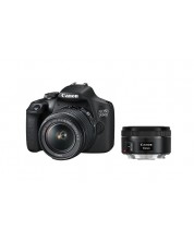 DSLR aparat foto Canon - EOS 2000D, EF-S 18-55mm, EF 50mm, negru