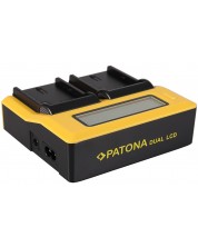 Încărcător dublu Patona - pentru baterie Canon LPE6/LP-E6, LCD, galben -1