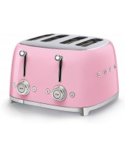 Prăjitor de pâine dublu Smeg - TSF03PKEU, 2000W, 6 viteze, roz - imagine 1