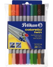 Bicolore pixuri cu pâslă Pelikan Colorella Twin - 20 de culori -1