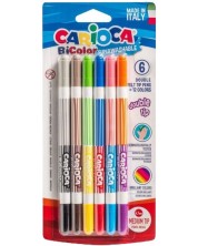 Markere bicolore Carioca Bi-Color - 6 piese, super lavabile -1