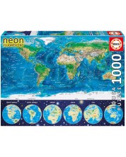 Puzzle neon Educa din 1000 de piese - Harta lumii -1