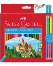 Set creioane colorate Faber-Castell - Castel, 24+6 culori + ascutitoare -1