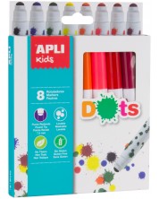 Set carioci APLI - Dots, 8 culori
