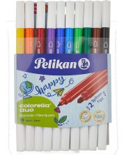 Carioci Pelikan Colorella Duo - 10 culori, 2 grosimi de scriere