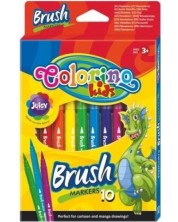 Carioci cu varf tip pensula Colorino Kids - 10 culori