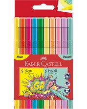 Carioci Faber-Castell Grip - 5 culori neon di 5 culori pastelate