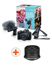 Aparat foto Canon - EOS R50 Content Creator Kit, Black + Obiectiv Canon - RF-S, 10-18mm, f/4.5-6.3, IS STM