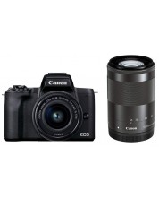 Aparat foto Canon - EOS M50 Mark II, EF-M 15-45mm + 55-200mm, negru