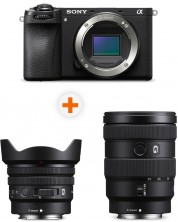 Aparat foto Sony - Alpha A6700, Black + Obiectiv Sony - E PZ, 10-20mm, f/4 G + Obiectiv Sony - E, 16-55mm, f/2.8 G