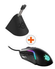 Set de gaming SteelSeries - Rival 5 + Mouse Bungee, negru